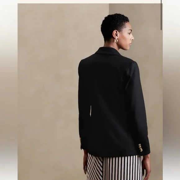 Banana Republic Factory ICON BLAZER Double Breasted Gold Button // Black #569851 - Picture 2 of 4